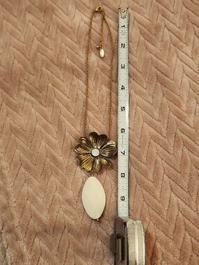 Pilgrim Gold Flower Pendant Necklace with Cream Stone
